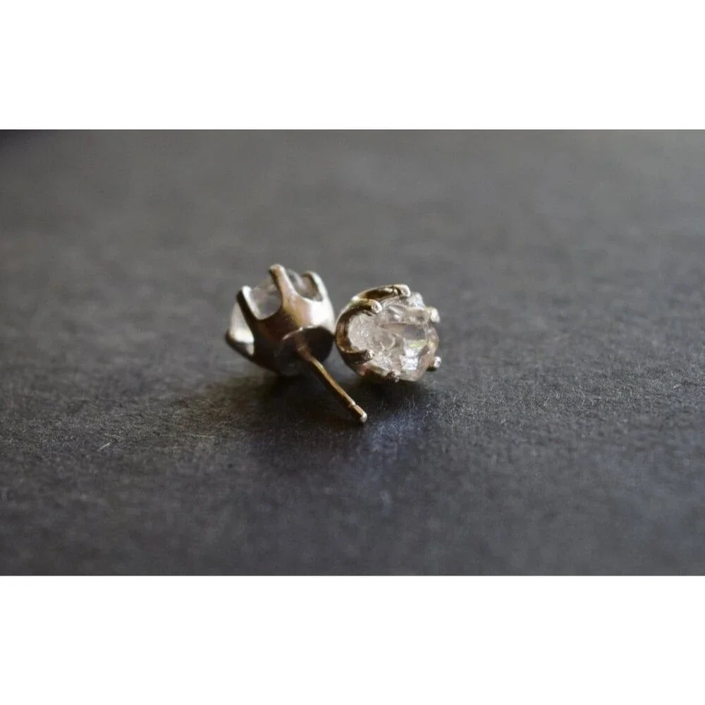 Lake County diamond earrings, 925 sterling silver, raw gemstones